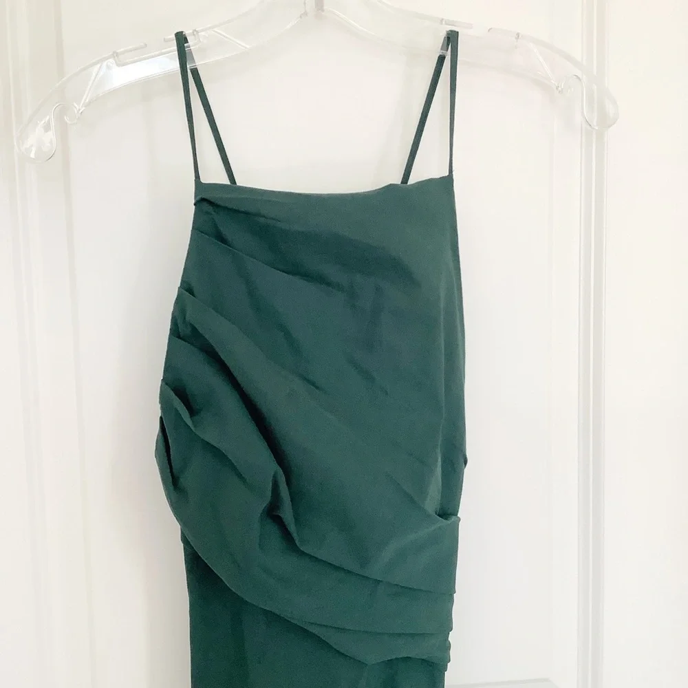NWT ZARA  Ruched Mini Bodycon Dress Size Small Green - Picture 2 of 11